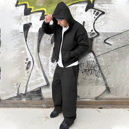 Men's Oversized Zip Hoodie And Relaxed Sweatpants Set - Harren Cole