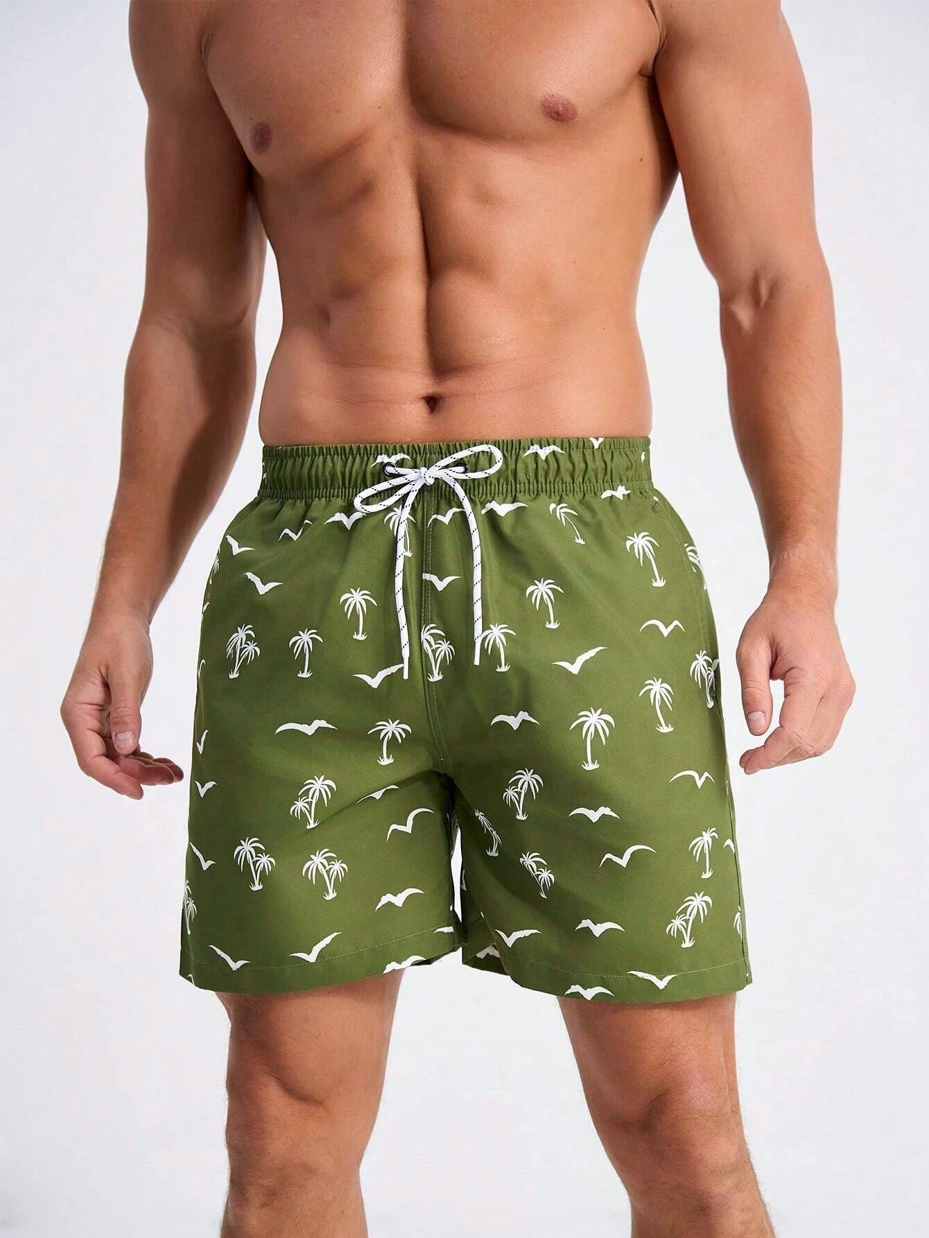 Men's Palm Tree Print Swim Shorts - Harren Cole