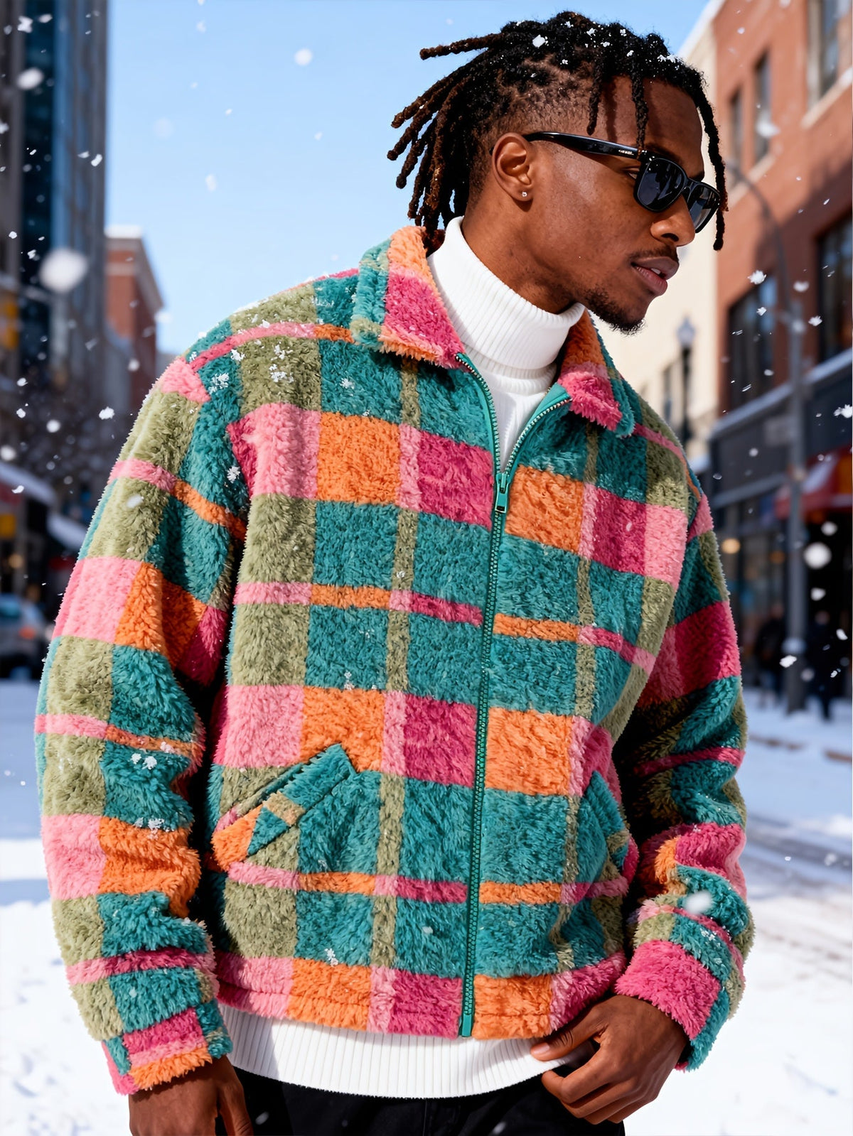 Men's Plush Fleece Jacket With Lapel Collar - Harren Cole