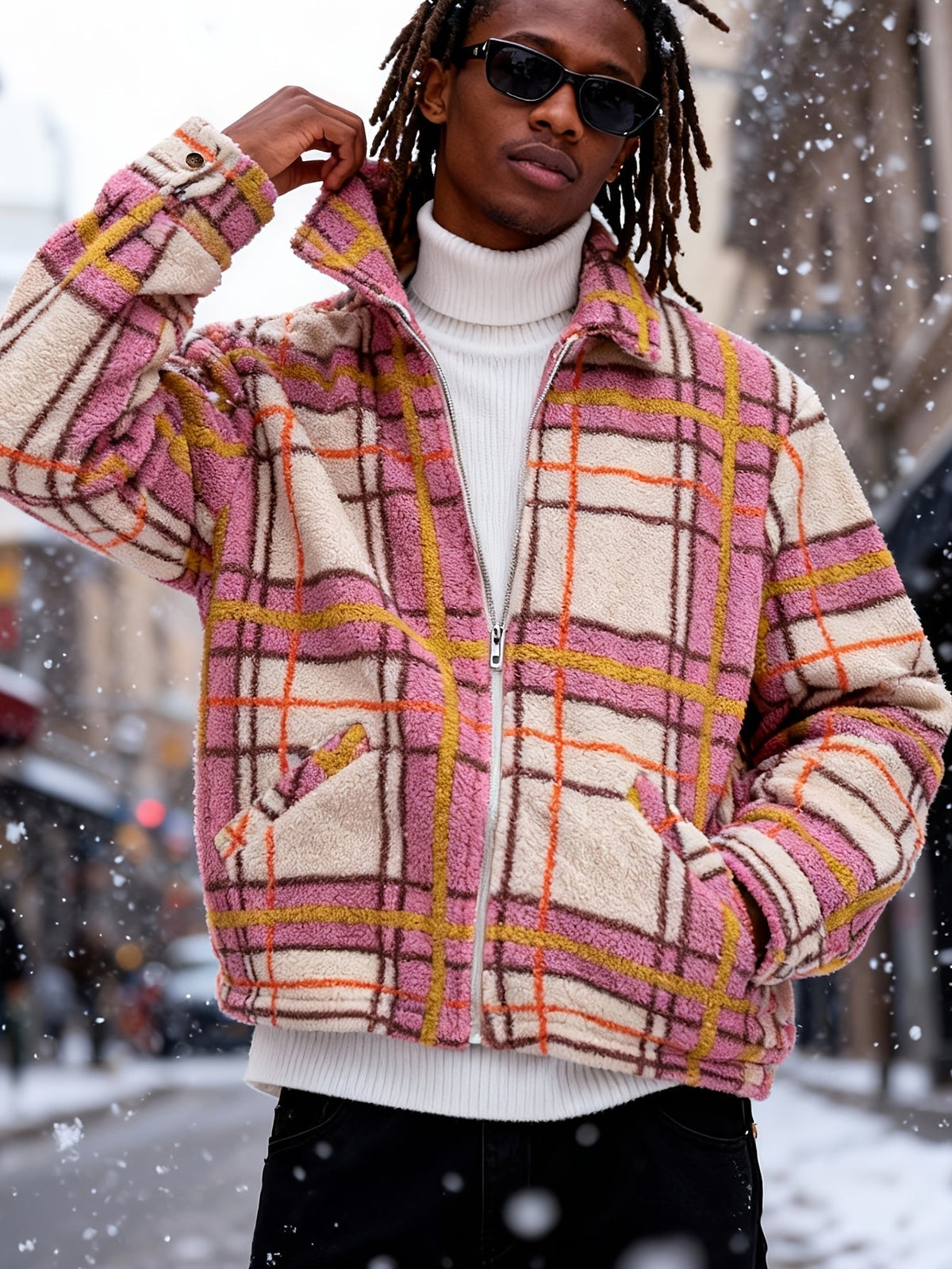 Men's Plush Fleece Jacket With Lapel Collar - Harren Cole