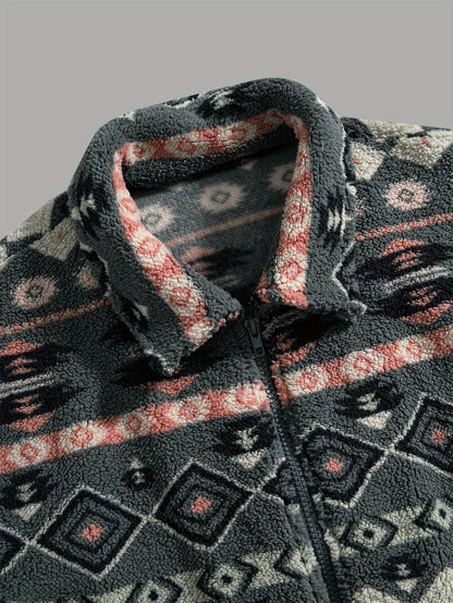 Men's Plush Fleece Jacket With Lapel Collar - Harren Cole