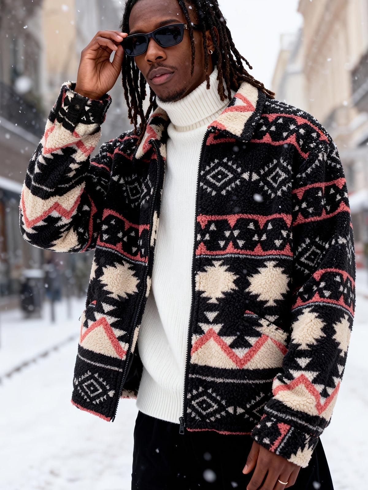 Men's Plush Fleece Jacket With Lapel Collar - Harren Cole