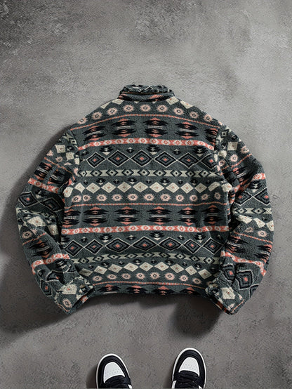 Men's Plush Fleece Jacket With Lapel Collar - Harren Cole