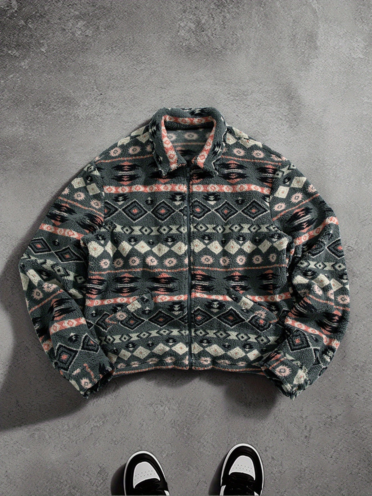 Men's Plush Fleece Jacket With Lapel Collar - Harren Cole