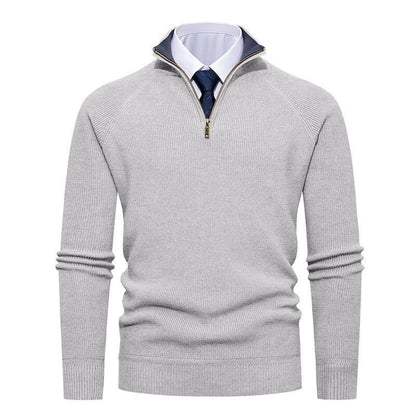 Men's Ribbed Half-Zip Knit Sweater Stand Collar - Harren Cole