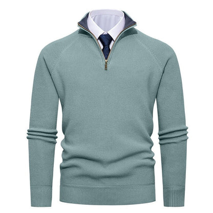 Men's Ribbed Half-Zip Knit Sweater Stand Collar - Harren Cole