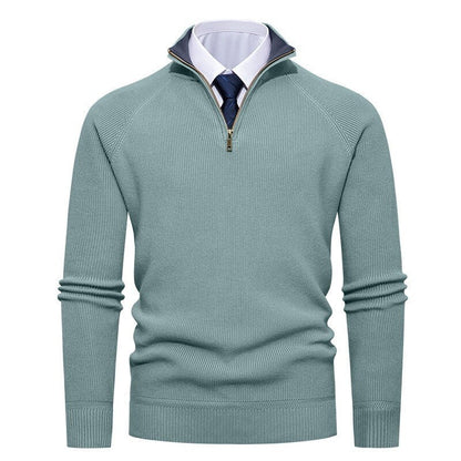 Men's Ribbed Half-Zip Knit Sweater Stand Collar - Harren Cole