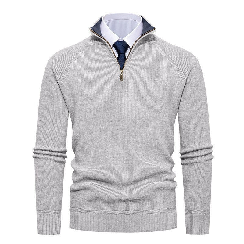 Men's Ribbed Half-Zip Knit Sweater Stand Collar - Harren Cole