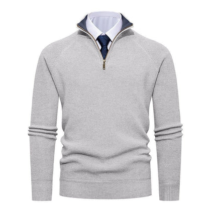 Men's Ribbed Half-Zip Knit Sweater Stand Collar - Harren Cole
