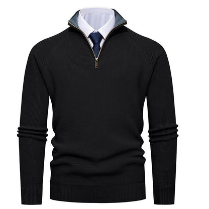 Men's Ribbed Half-Zip Knit Sweater Stand Collar - Harren Cole