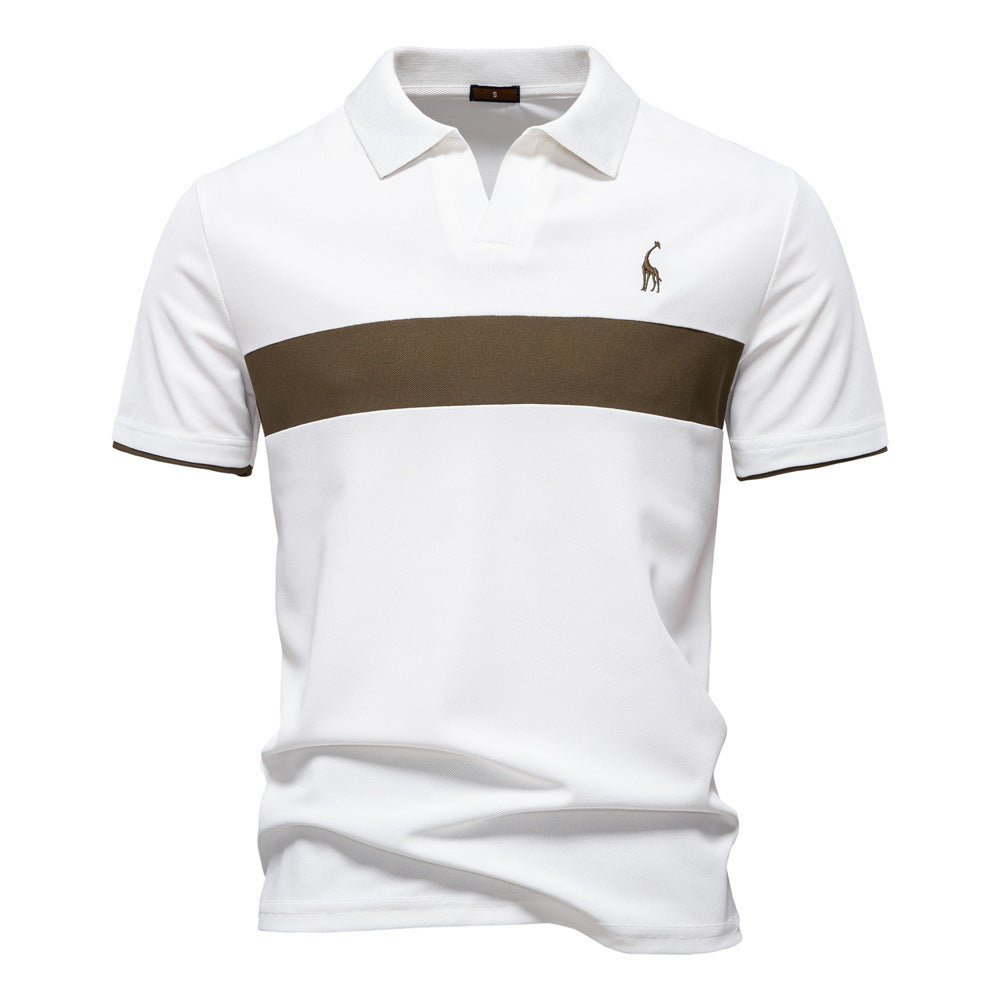 Men's Short Sleeve Polo Shirt with Striped Embroidery - Harren Cole