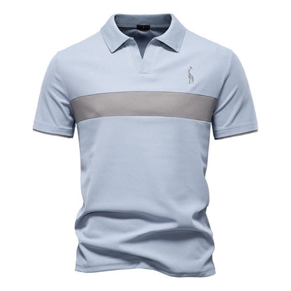 Men's Short Sleeve Polo Shirt with Striped Embroidery - Harren Cole