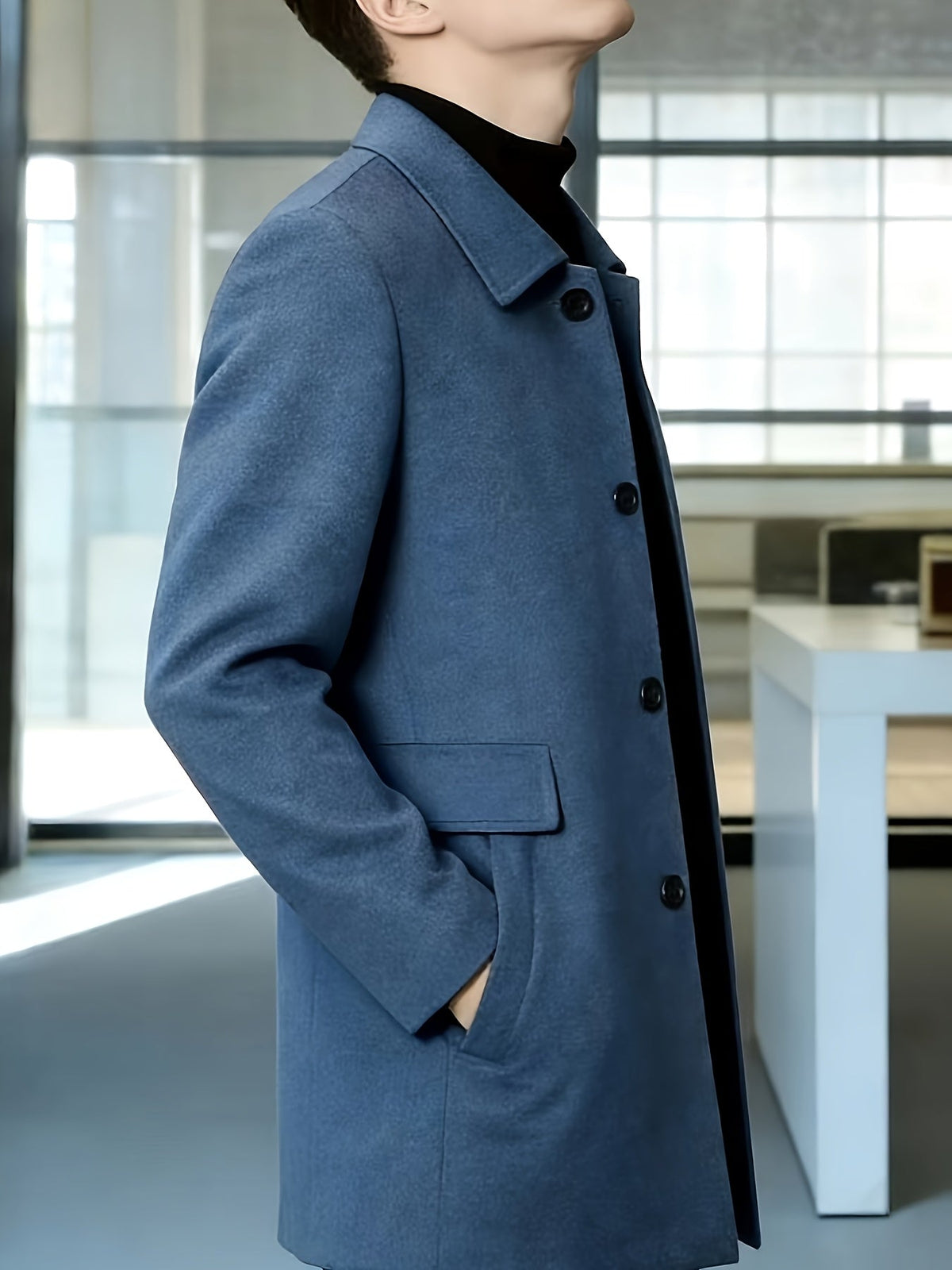 Men's Single-Breasted Long Coat - Harren Cole