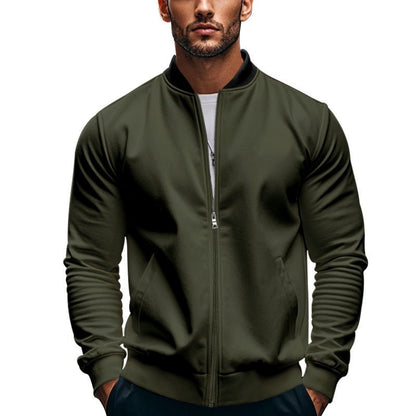 Men's Slim-Fit Sweat Bomber Jacket With Stand Collar - Harren Cole