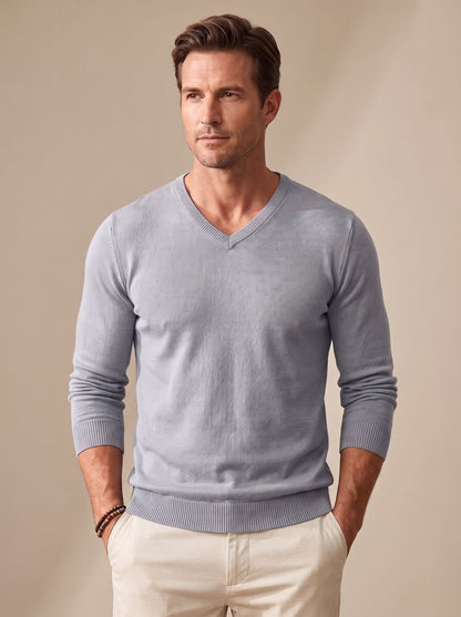 Men's Slim-Fit V-Neck Fine-Knit Sweater - Harren Cole