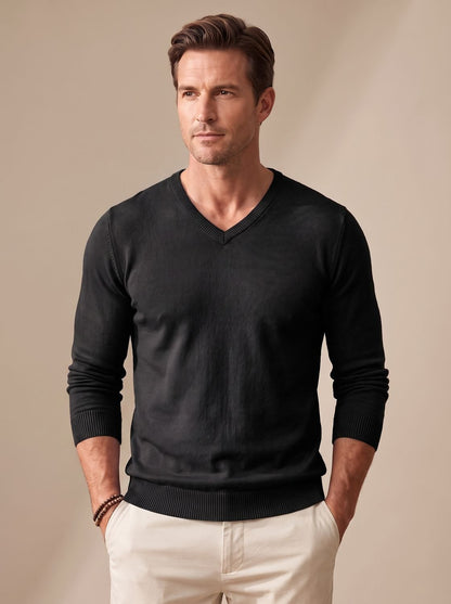 Men's Slim-Fit V-Neck Fine-Knit Sweater - Harren Cole