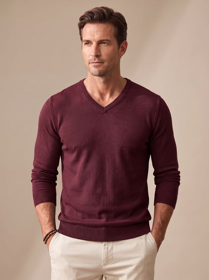 Men's Slim-Fit V-Neck Fine-Knit Sweater - Harren Cole