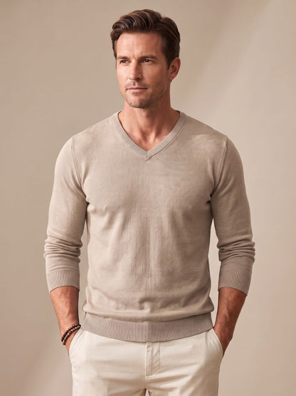 Men's Slim-Fit V-Neck Fine-Knit Sweater - Harren Cole
