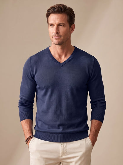 Men's Slim-Fit V-Neck Fine-Knit Sweater - Harren Cole