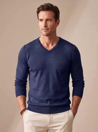 Men's Slim-Fit V-Neck Fine-Knit Sweater - Harren Cole