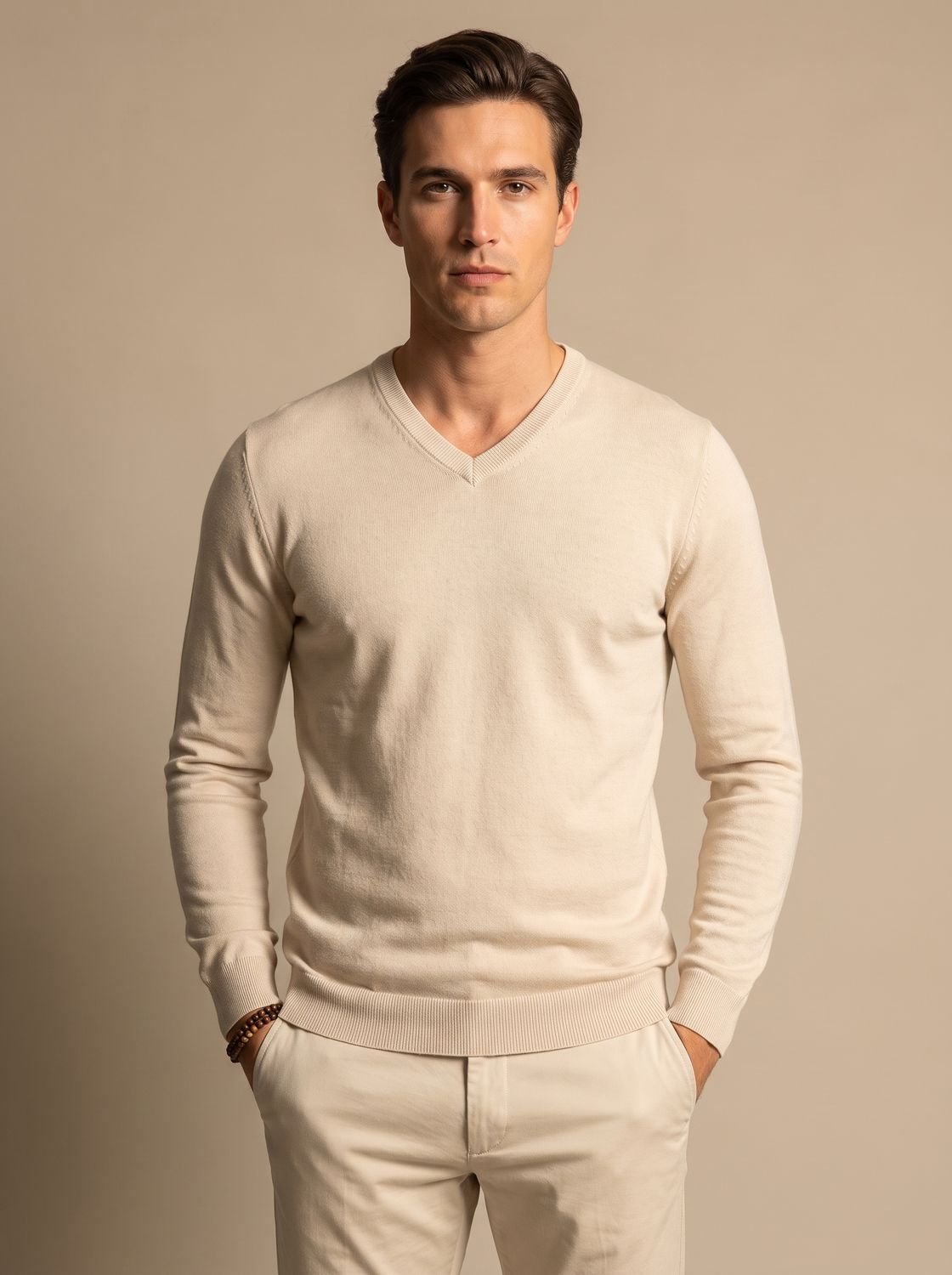 Men's Slim-Fit V-Neck Fine-Knit Sweater - Harren Cole