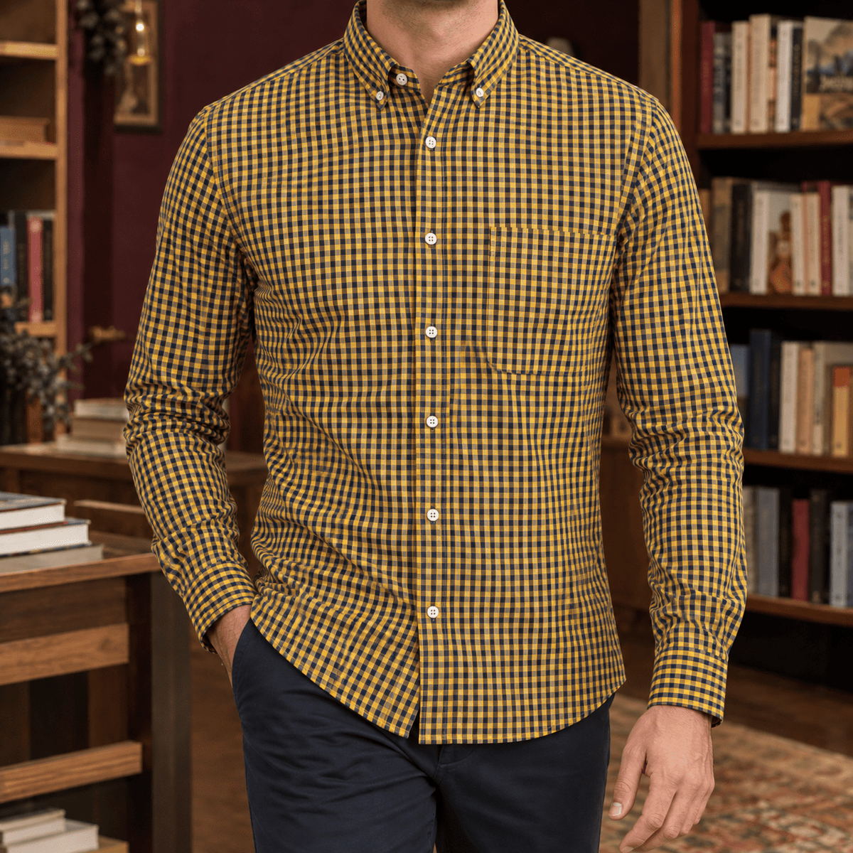Men's Slim Gingham Button Down Shirt - Harren Cole