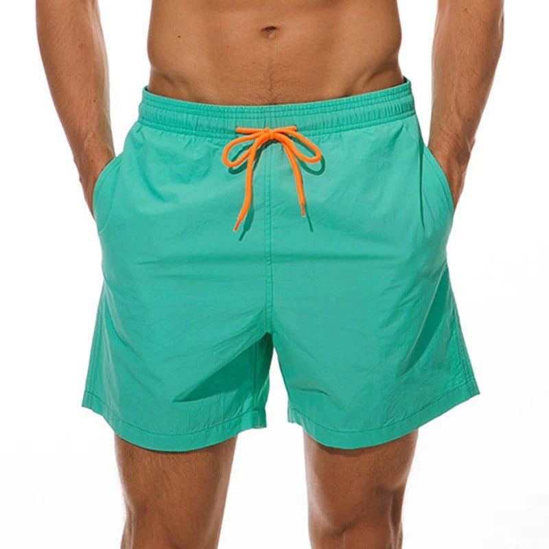 Men’s Solid Color Swim Shorts with Contrast Drawstring - Harren Cole