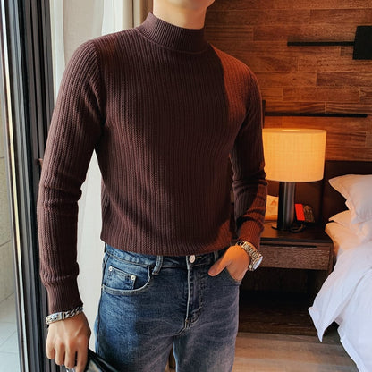 Men's Solid Pullover Sweater With Classic Collar - Harren Cole
