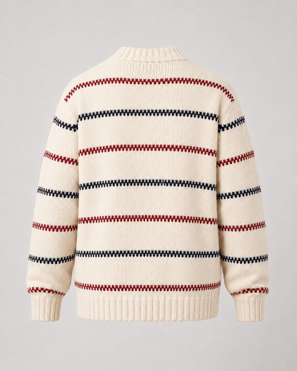 Men's Striped Knit Crew Neck Sweater - Harren Cole