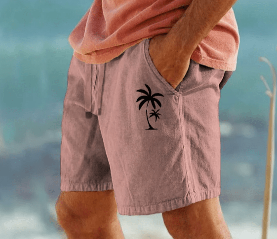 Men’s Summer Shorts with Palm Tree Embroidery - Harren Cole