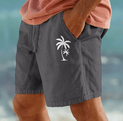 Men’s Summer Shorts with Palm Tree Embroidery - Harren Cole