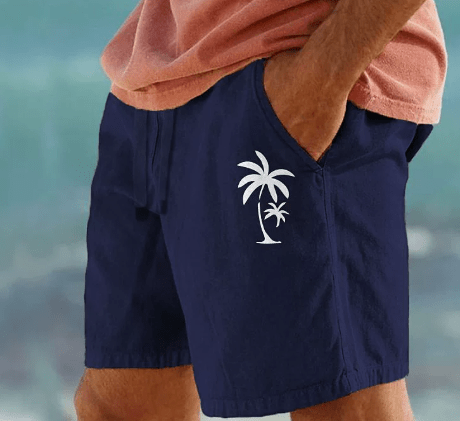 Men’s Summer Shorts with Palm Tree Embroidery - Harren Cole