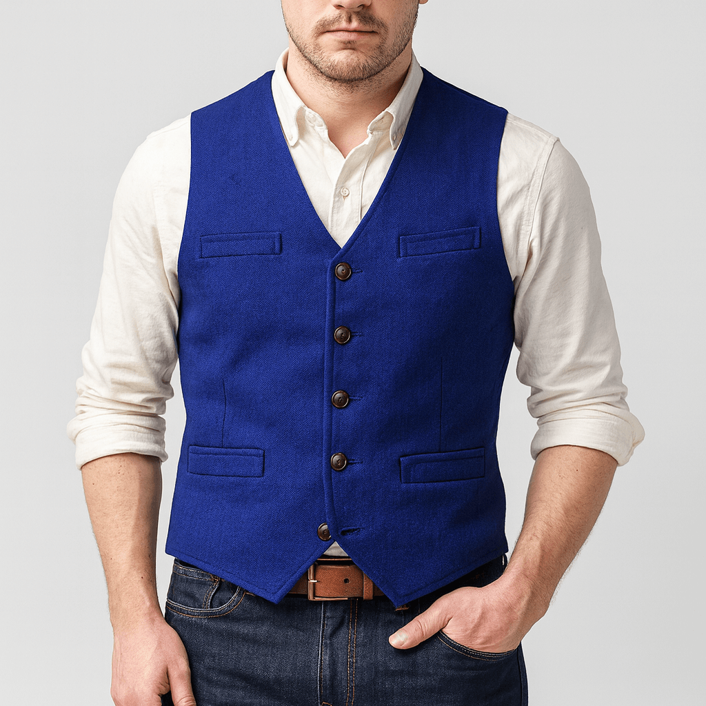 Men's Tailored Heathered Tweed Vest - Harren Cole