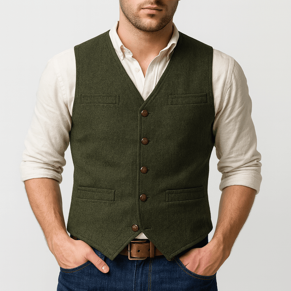 Men's Tailored Heathered Tweed Vest - Harren Cole