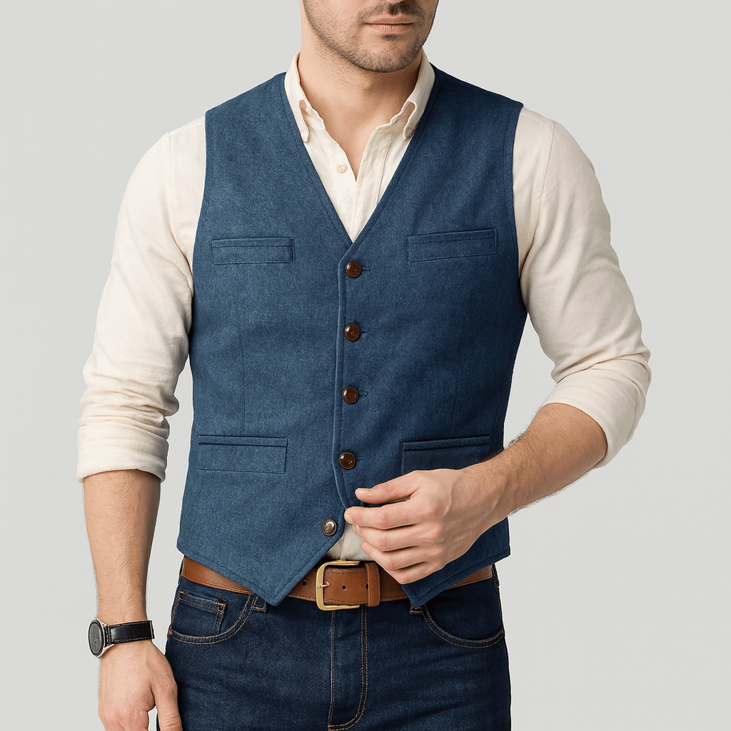Men's Tailored Heathered Tweed Vest - Harren Cole
