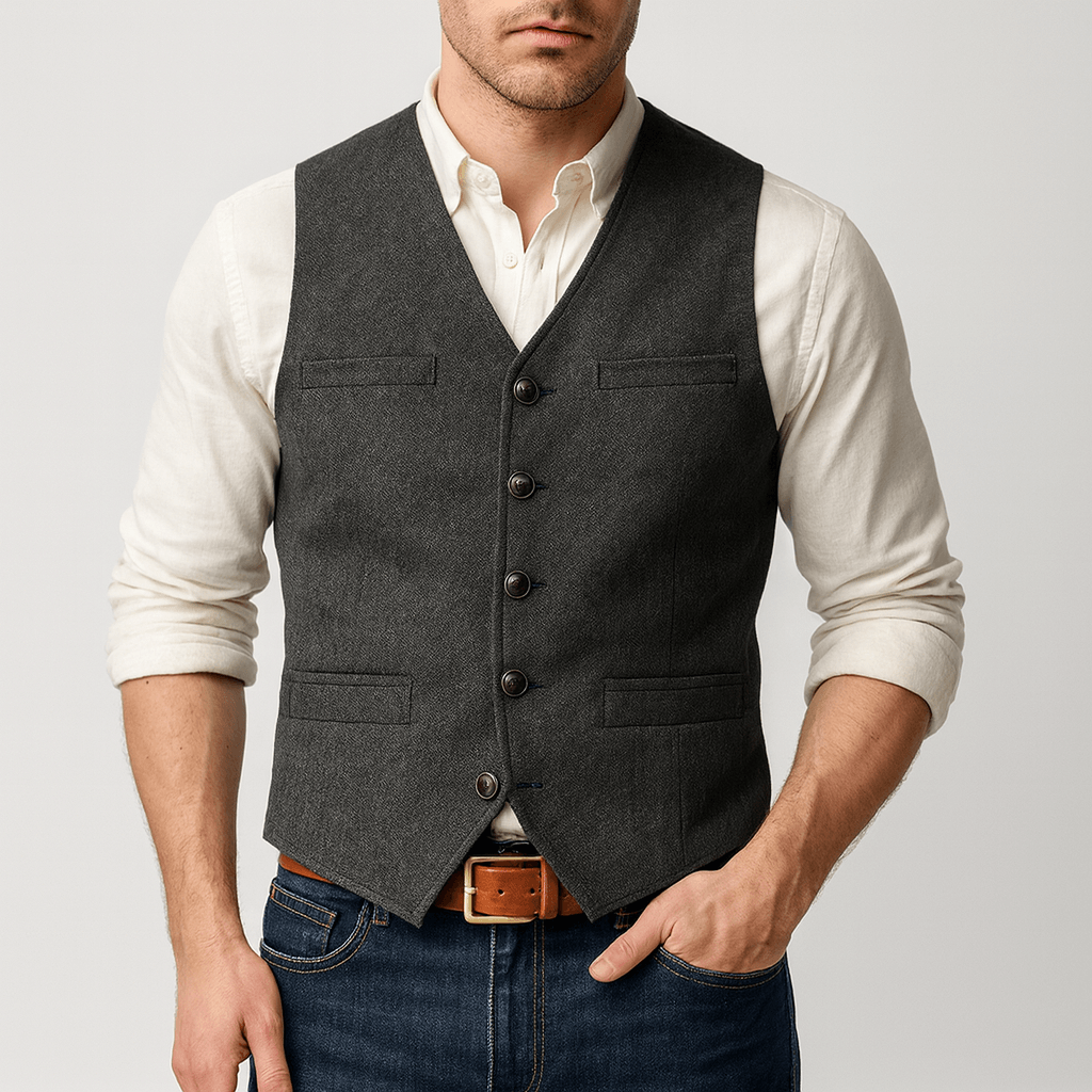 Men's Tailored Heathered Tweed Vest - Harren Cole
