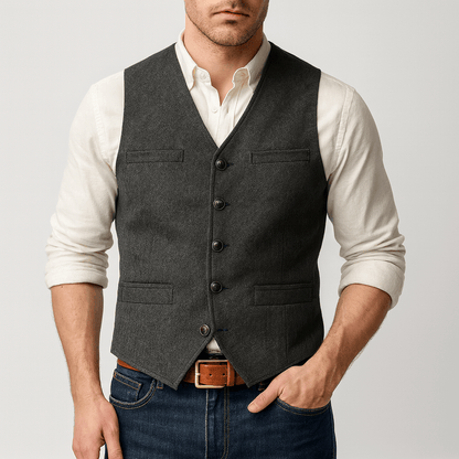 Men's Tailored Heathered Tweed Vest - Harren Cole