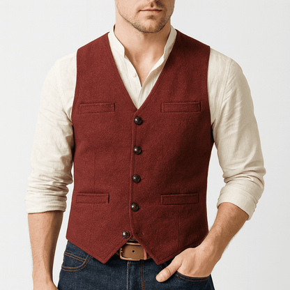 Men's Tailored Heathered Tweed Vest - Harren Cole