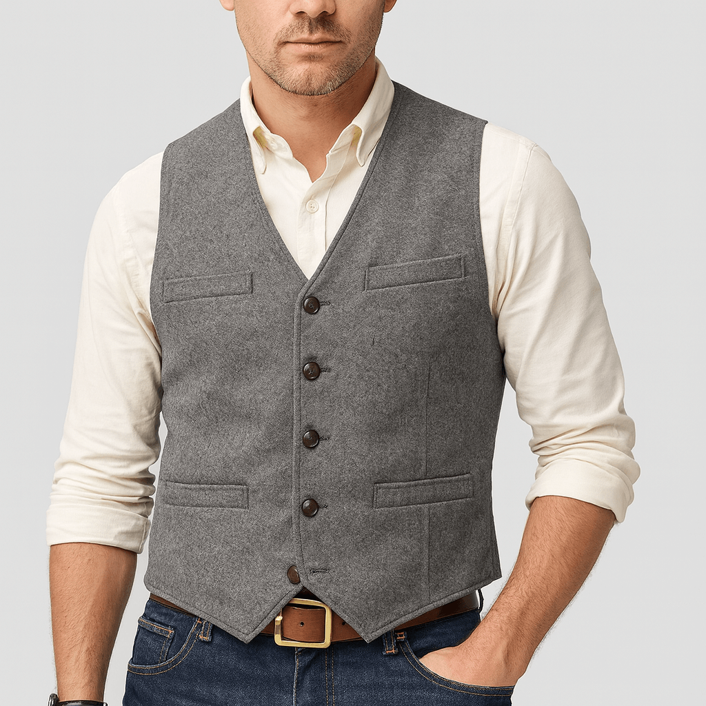 Men's Tailored Heathered Tweed Vest - Harren Cole
