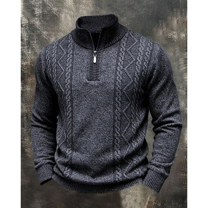 Men's Textured Cable Knit Half Zip Sweater - Harren Cole