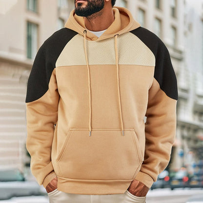 Men's Textured Contrast Panel Hoodie - Harren Cole