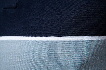 Men's Two - Tone V - Neck Polo Shirt with Ribbed Cuffs - Harren Cole