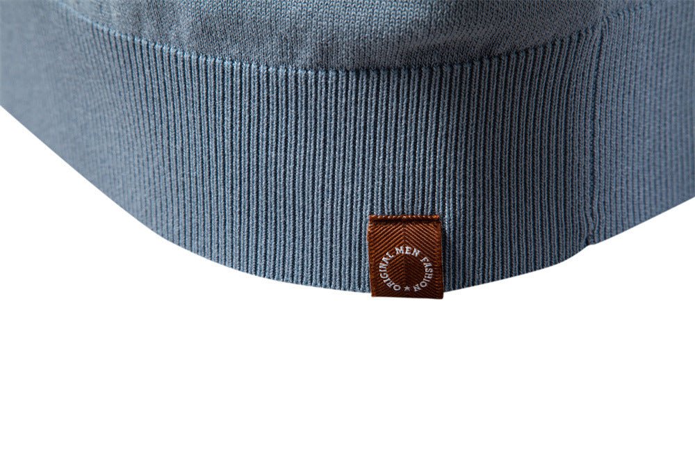 Men's Two - Tone V - Neck Polo Shirt with Ribbed Cuffs - Harren Cole