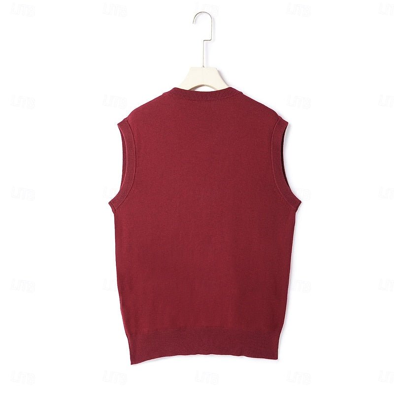 Men's V-Neck Knit Vest With Button Front - Harren Cole