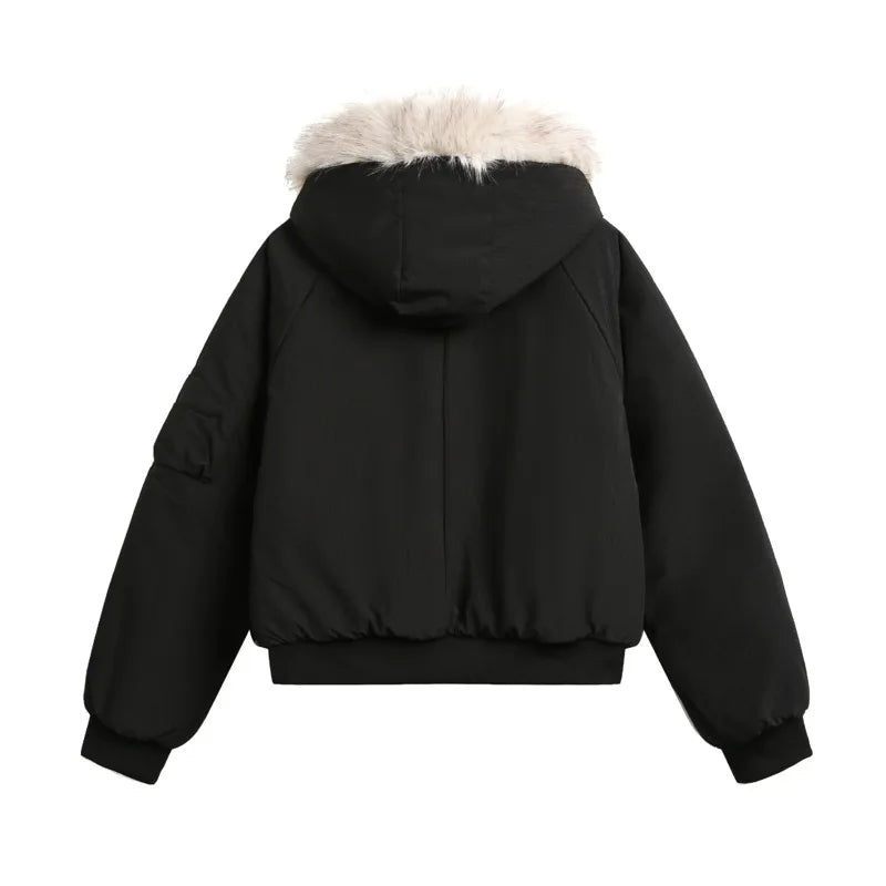 Men’s Warm Bomber Jacket with Fur Hood - Harren Cole