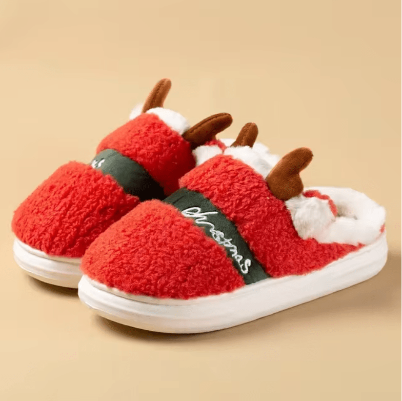 MerryBoots - Warme und festliche Weihnachtspantoffeln mit Rentier - Details - Livezo