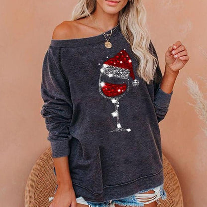 MerryGlass - Sweatshirt mit Weinglas - Print - Livezo