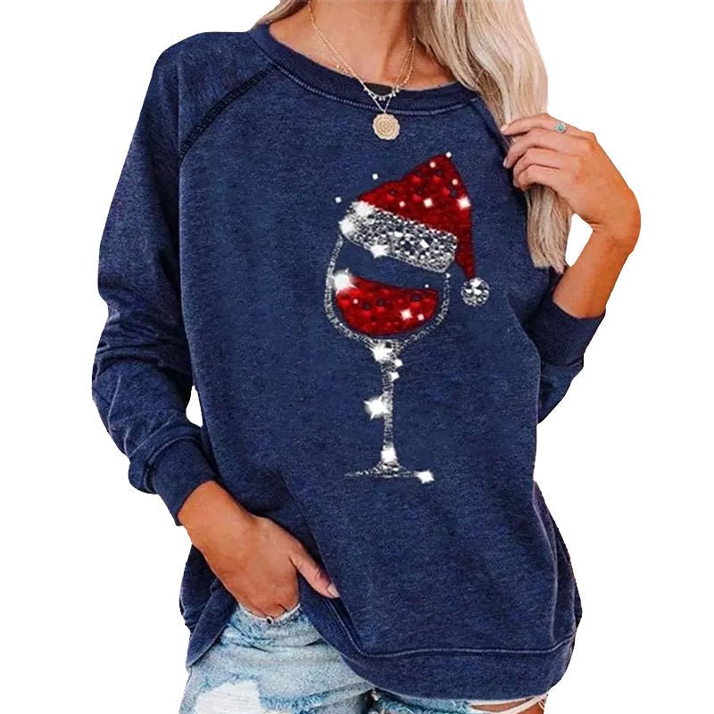 MerryGlass - Sweatshirt mit Weinglas - Print - Livezo