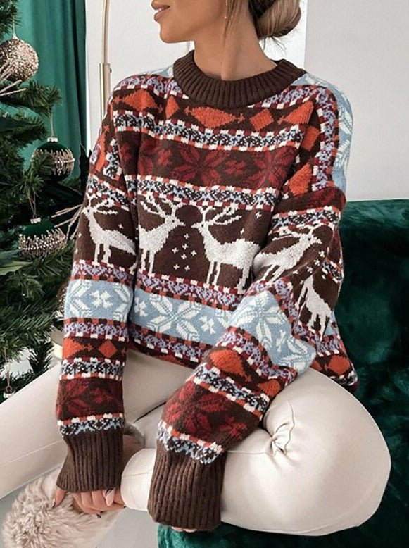 MerryPullover - Damen Vintage Print Sweater – Lässiger & Stilvoller Look - Livezo