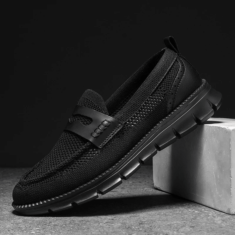 Mesh Penny Loafers With Leather Trim - Harren Cole